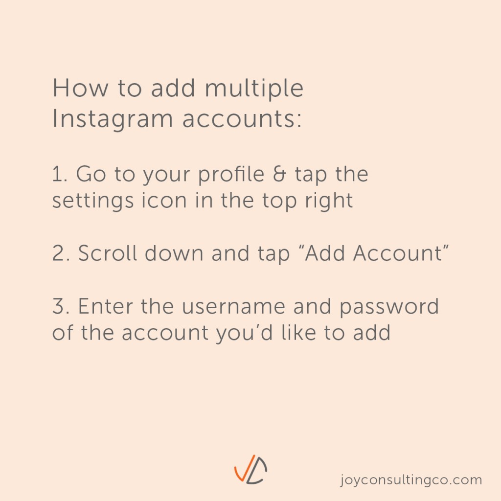 how to add multiple Instagram accounts on joyconsultingco.com